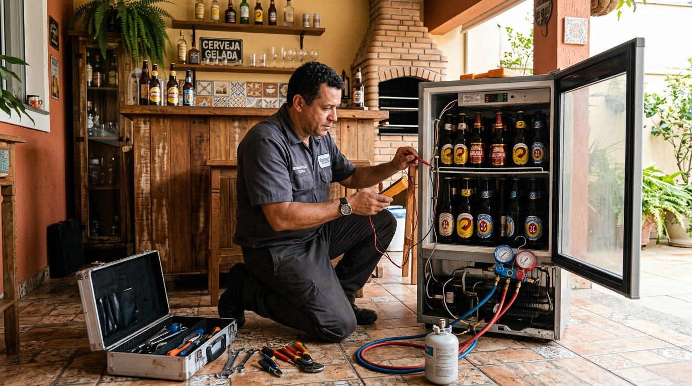 Recarga de gás refrigerante em cervejeira em atendimento em Limeira‑SP